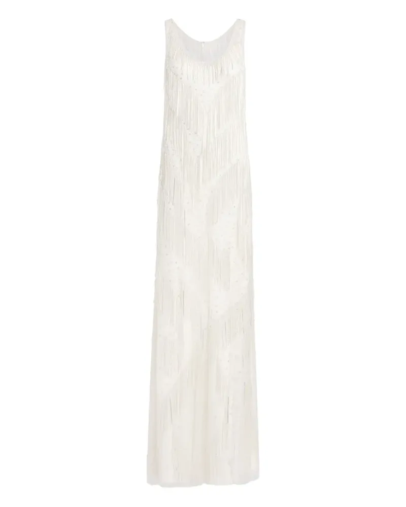 Jenny Packham Symphonie Maxikleid mit Fransen - Nude Nude