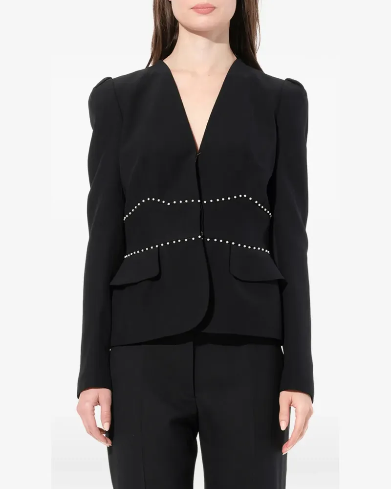 Alexander McQueen faux-pearl V-neck jacket - Schwarz Schwarz