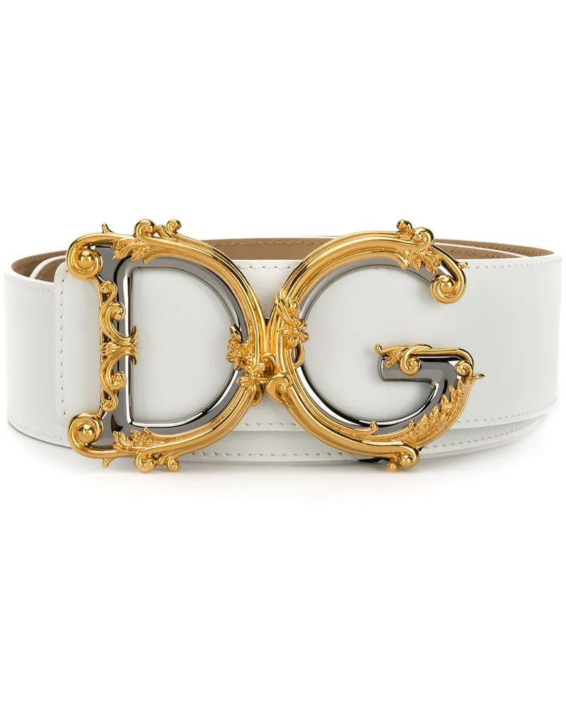 Dolce & Gabbana Gürtel mit DG - Weiß Weiß