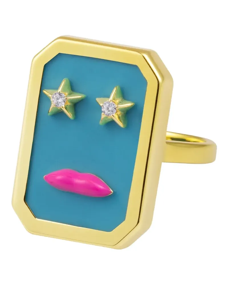 Eshvi face star ring - Gold Gold