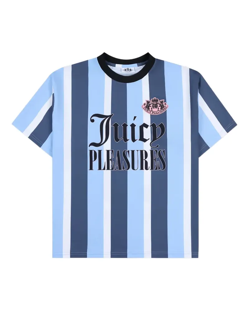 Juicy Couture x Pleasures gestreiftes T-Shirt mit Logo - Blau Blau