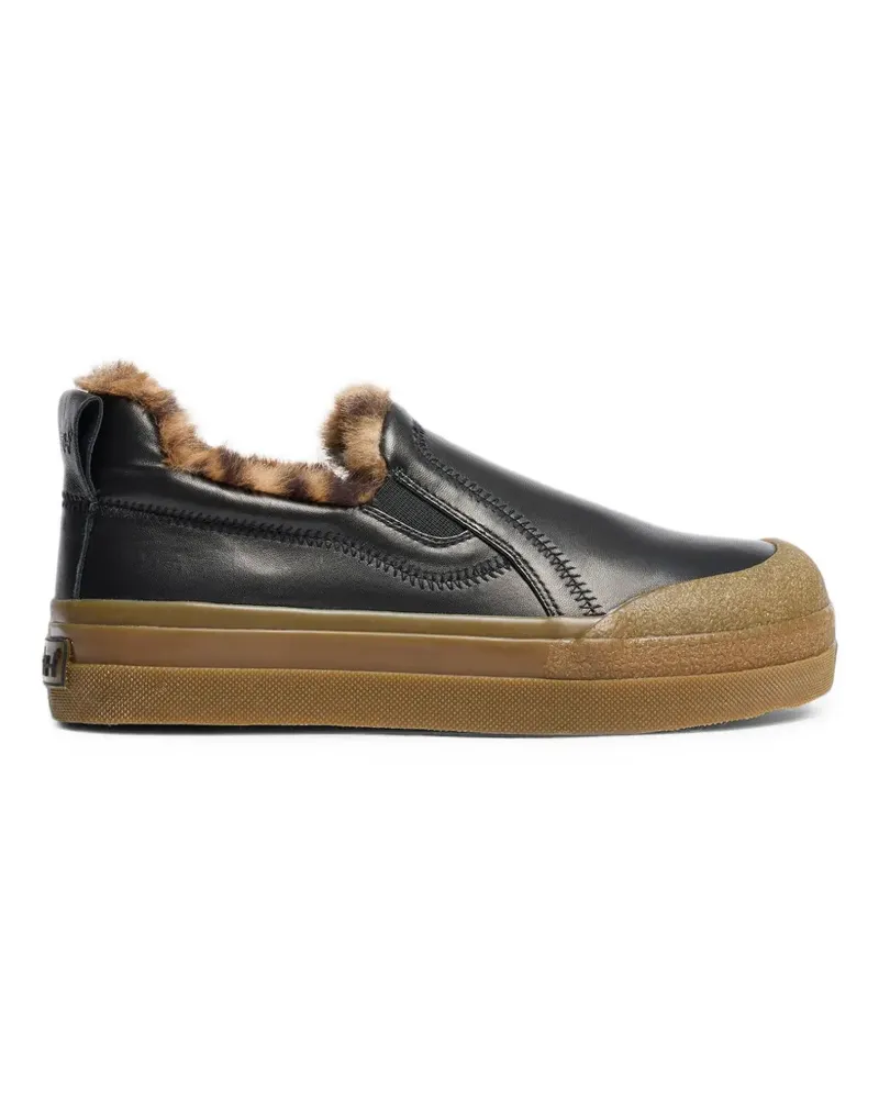 ash Anemone Slip-On-Sneakers mit Pelzbesatz - Schwarz Schwarz