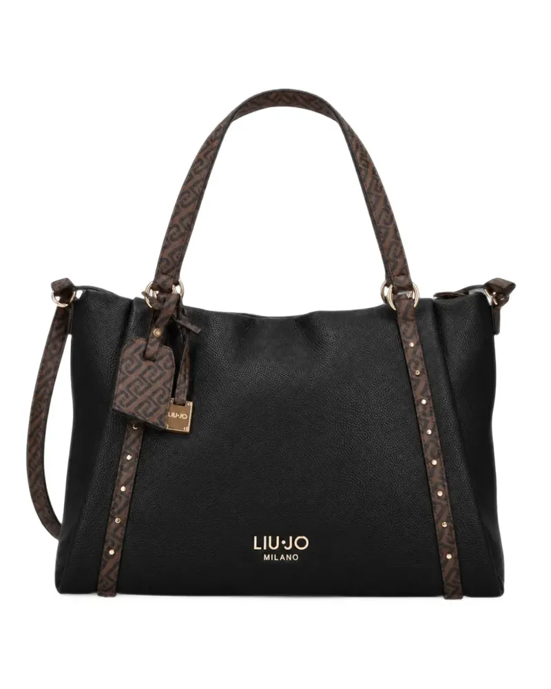 Liu Jo logo-print studded tote bag - Schwarz Schwarz