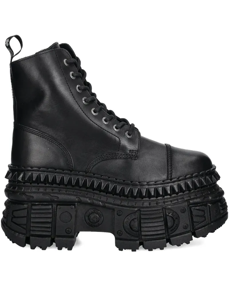 New Rock Bikerstiefel mit Plateau 90mm - Schwarz Schwarz