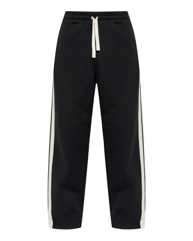 Palm Angels side-stripe logo-print wide-leg cotton track pants - Schwarz Schwarz