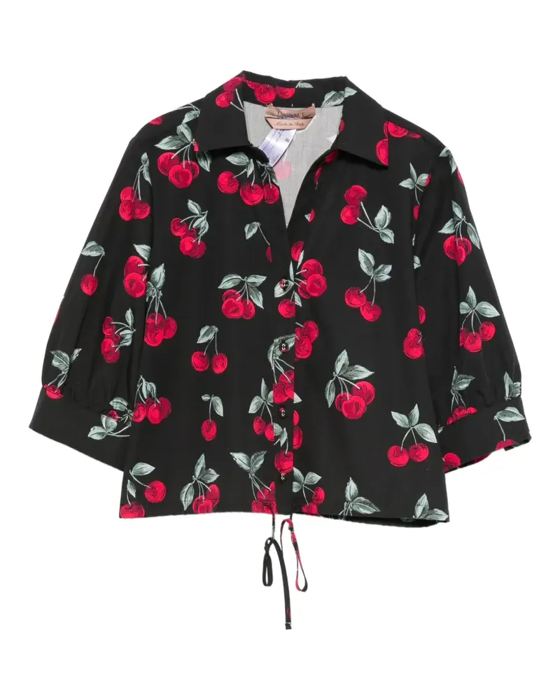 Twin-Set Hemd mit Kirschen-Print - Schwarz Schwarz
