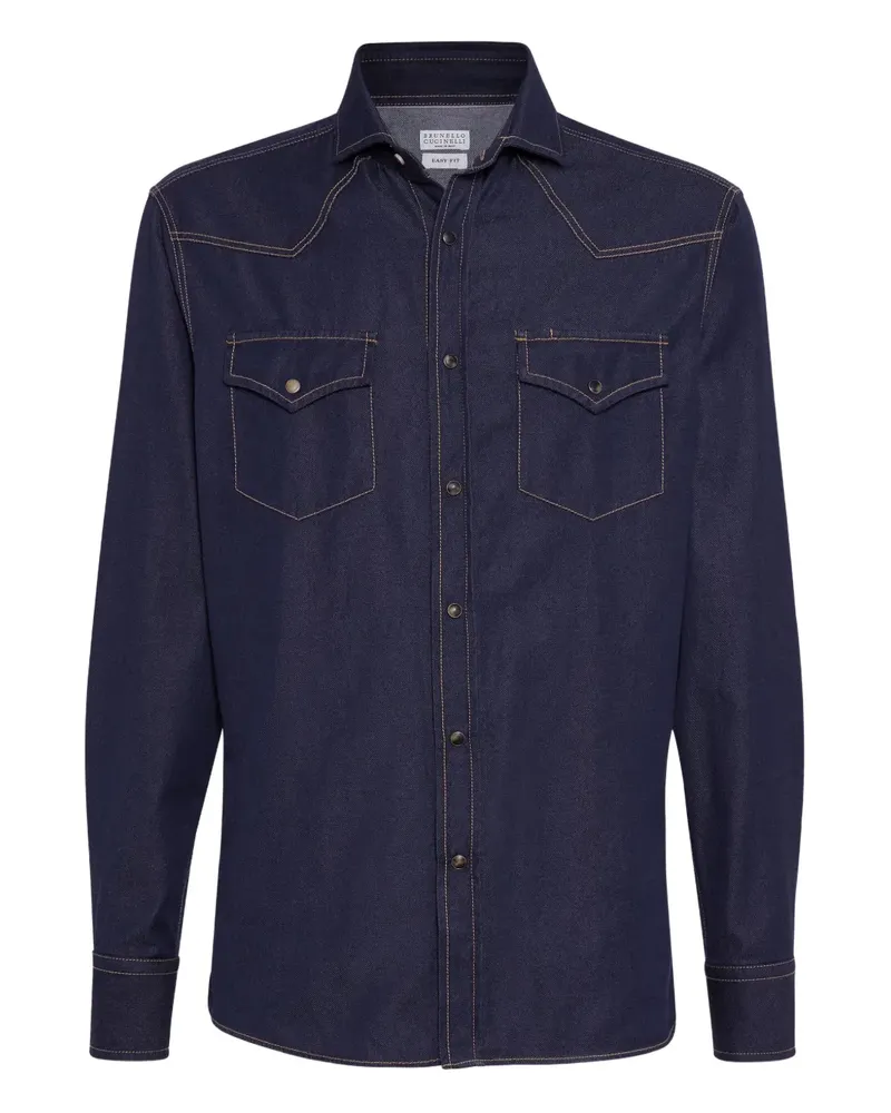 Brunello Cucinelli Klassisches Jeanshemd - Blau Blau