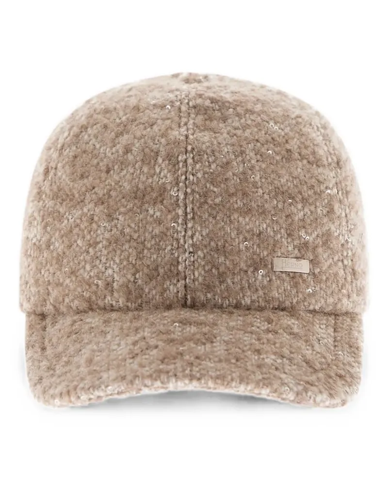 Herno sequin-embellished bouclé baseball cap - Nude Nude