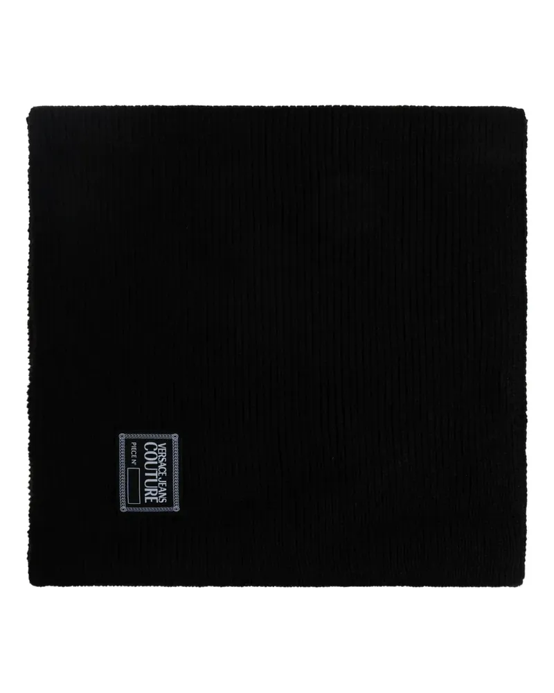 Versace Jeans Gerippter Schal mit Logo - Schwarz Schwarz