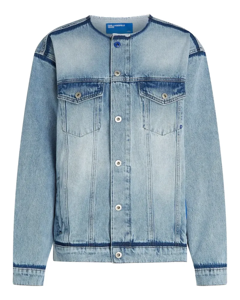 Karl Lagerfeld Jeansjacke ohne Kragen - Blau Blau