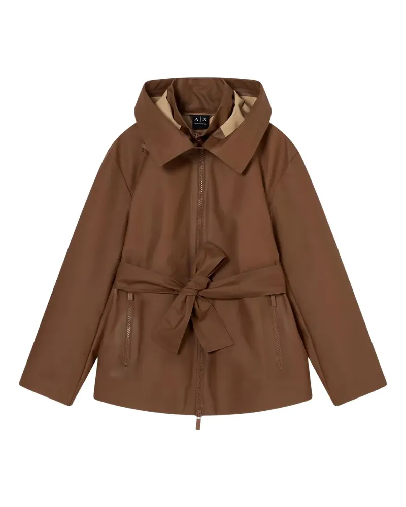 Armani Exchange belted hooded jacket - Braun Braun