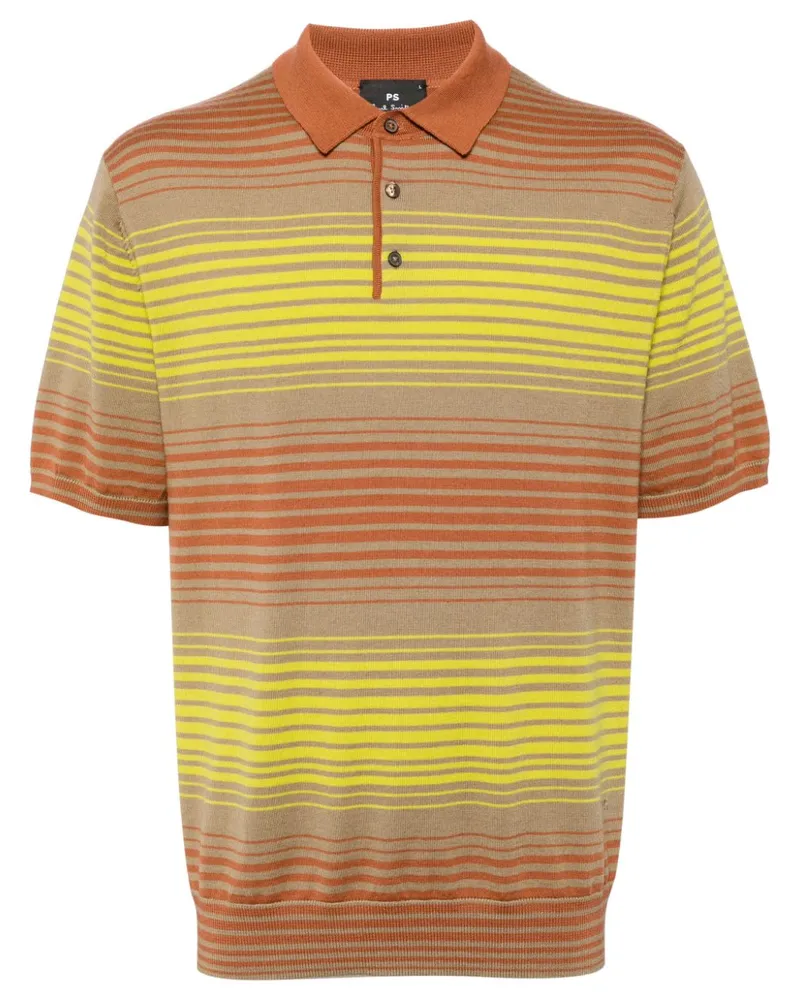 Paul Smith Gestreiftes Merino-Poloshirt - Orange Orange