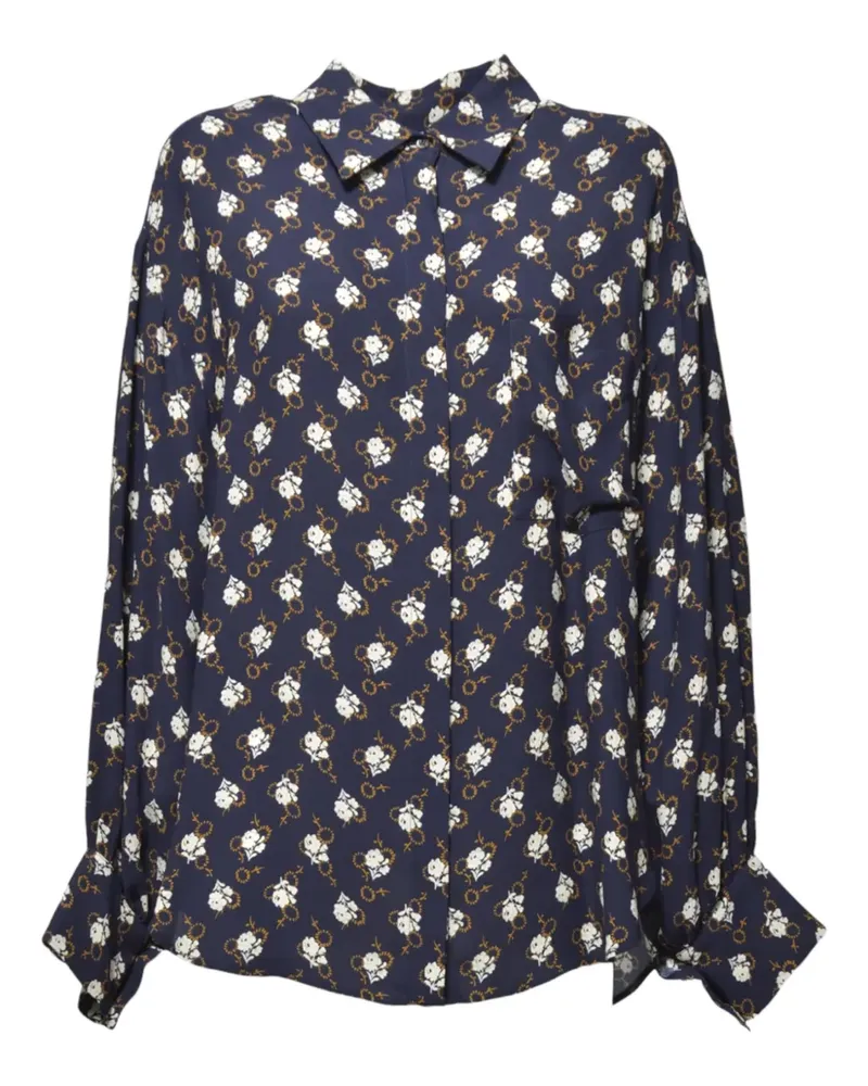 ASPESI Hemd mit Blumen-Print - Blau Blau