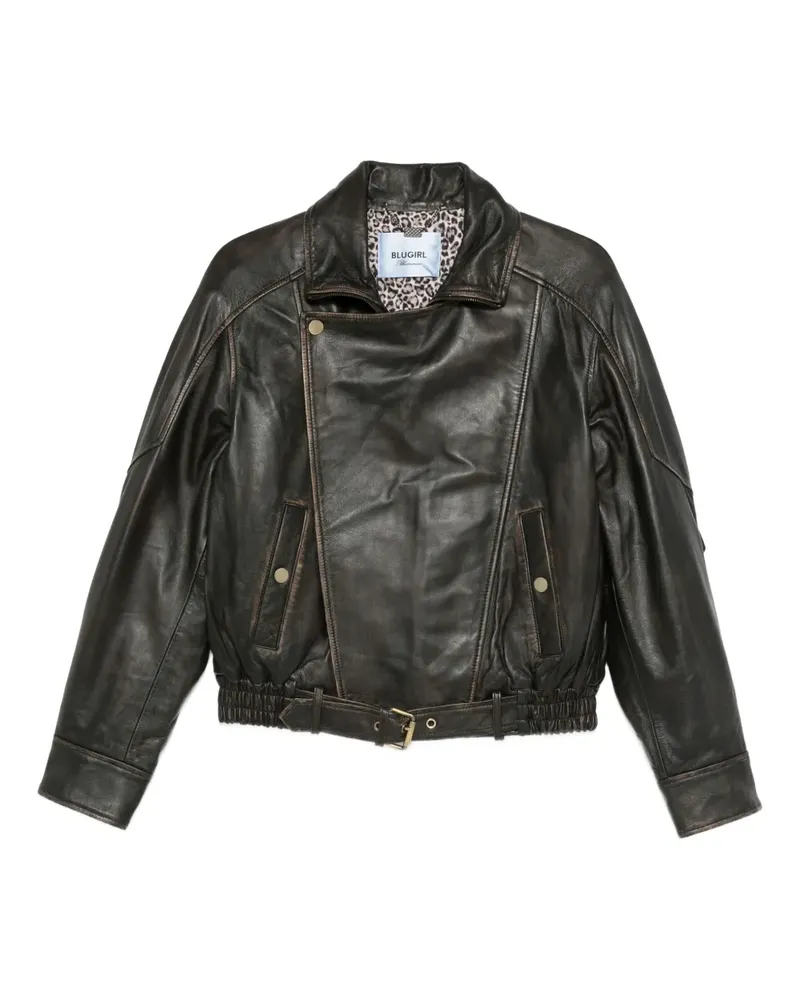 Blumarine Asymmetrische Lederjacke - Braun Braun