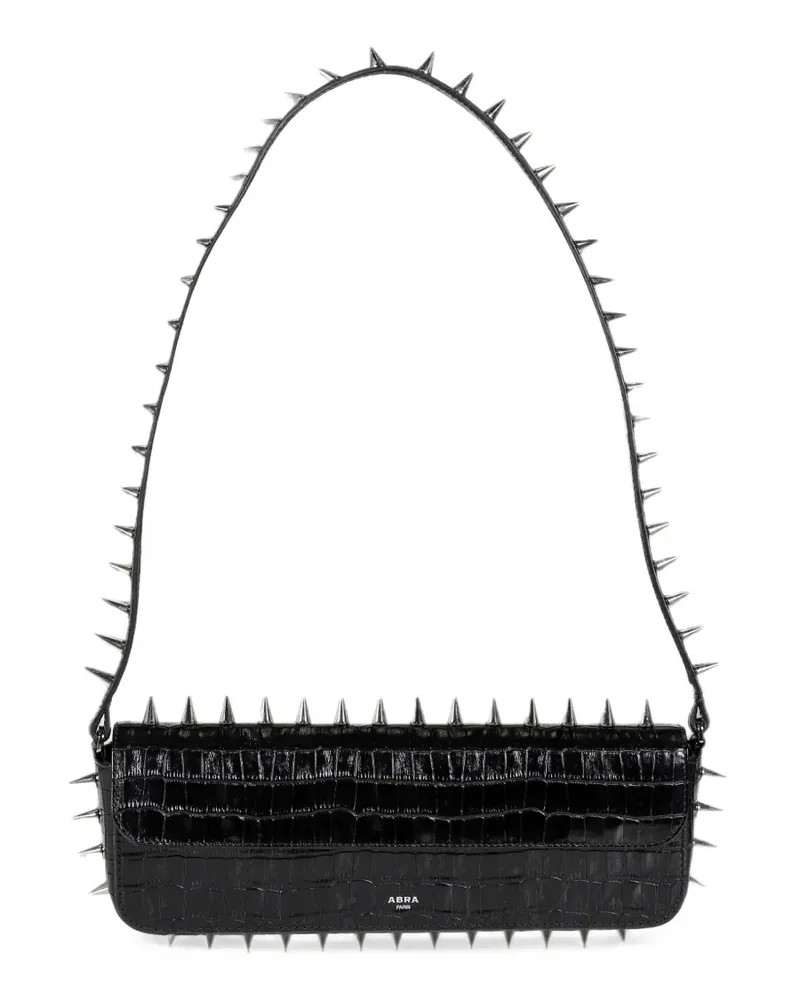 ABRA spike-embellished crocodile-effect leather shoulder bag - Schwarz Schwarz