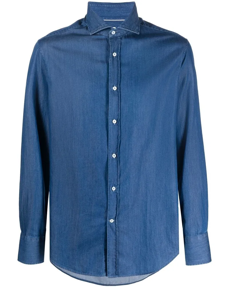 Brunello Cucinelli Langärmeliges Jeanshemd - Blau Blau