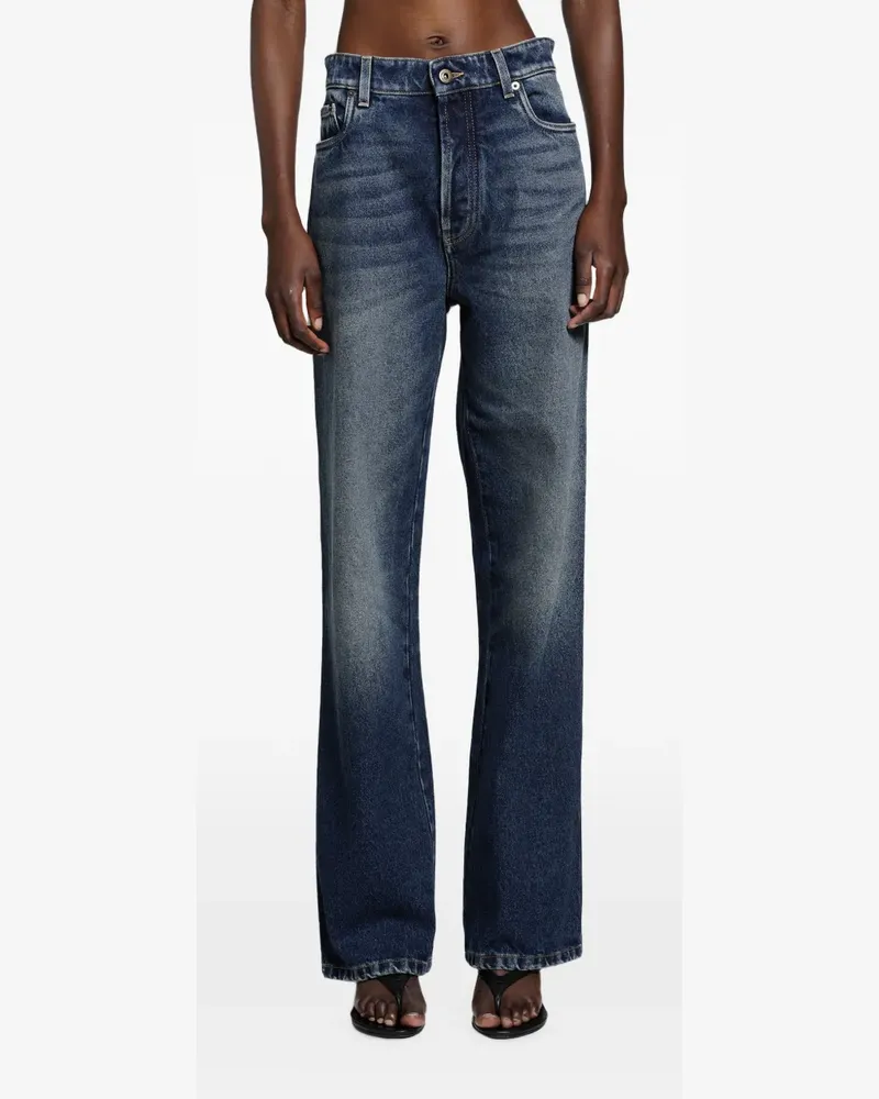 Miu Miu logo-embroidered straight-leg jeans - Blau Blau