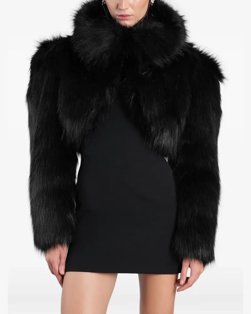 David Koma Cropped-Jacke aus Faux Fur - Schwarz Schwarz