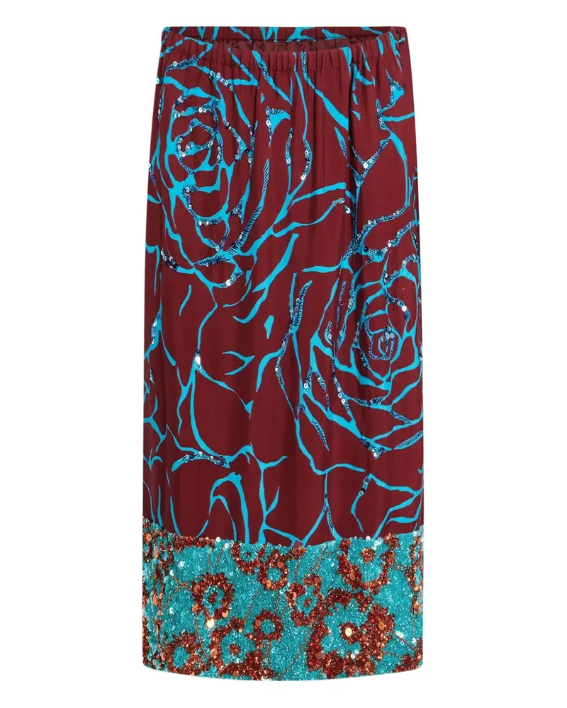 Dries van Noten Bestickter Rock mit Pailetten - Rot Rot