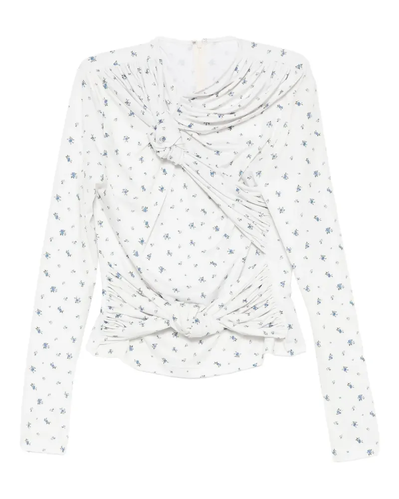 Rokh floral-print knot-detail blouse - Weiß Weiß