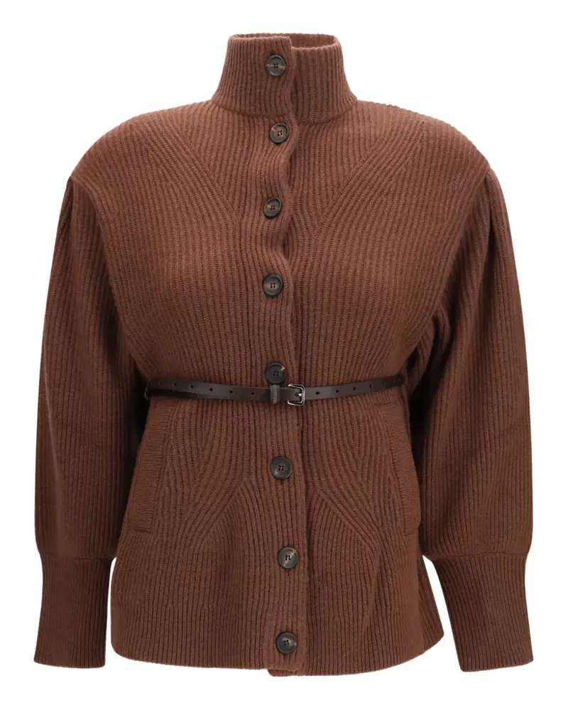 Brunello Cucinelli Gerippter Cardigan mit Gürtel - Braun Braun