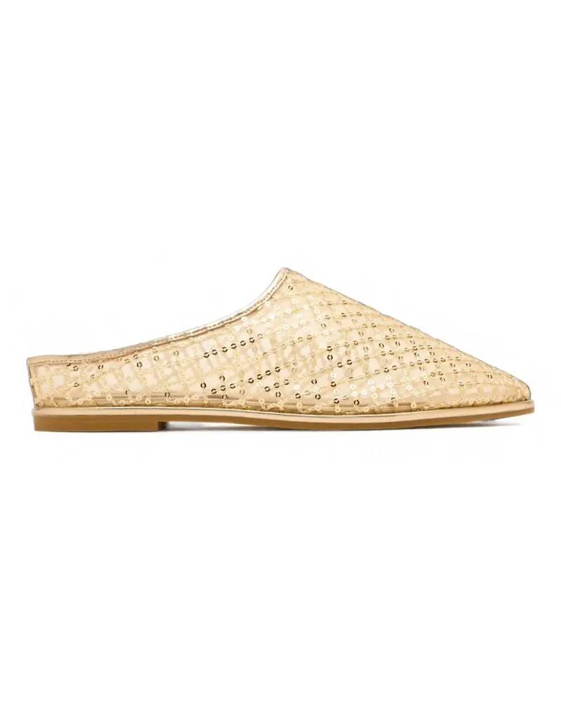 Badgley Mischka Yumi sequin-embellished mules - Gold Gold