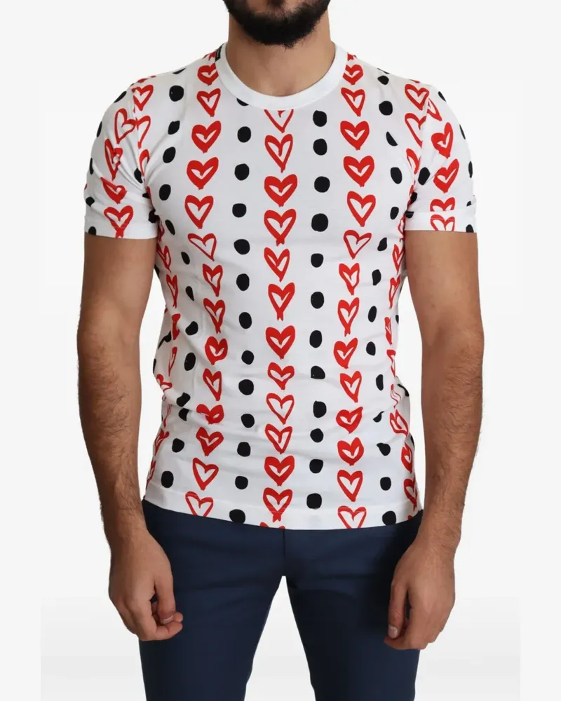 Dolce & Gabbana T-Shirt mit Herz-Print - Weiß Weiß