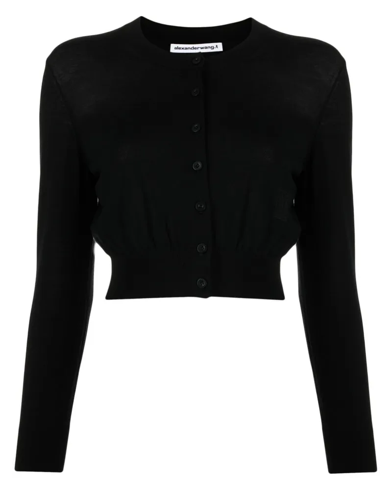 Alexander Wang Cropped-Cardigan mit Logo-Prägung - Schwarz Schwarz