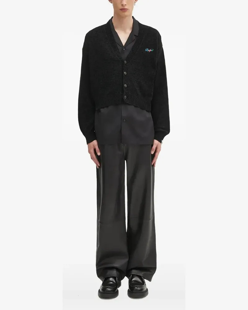 BAPE Cropped-Cardigan mit Stickerei - Schwarz Schwarz