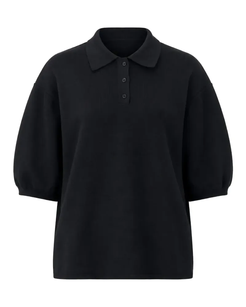 FRANKIE Shop Nola puff-sleeve polo shirt - Schwarz Schwarz