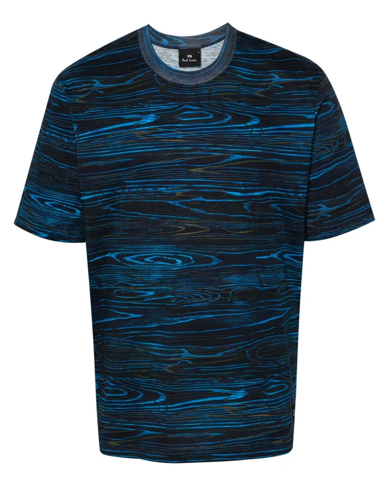 Paul Smith Woodgrain T-Shirt aus Bio-Baumwolle Blau