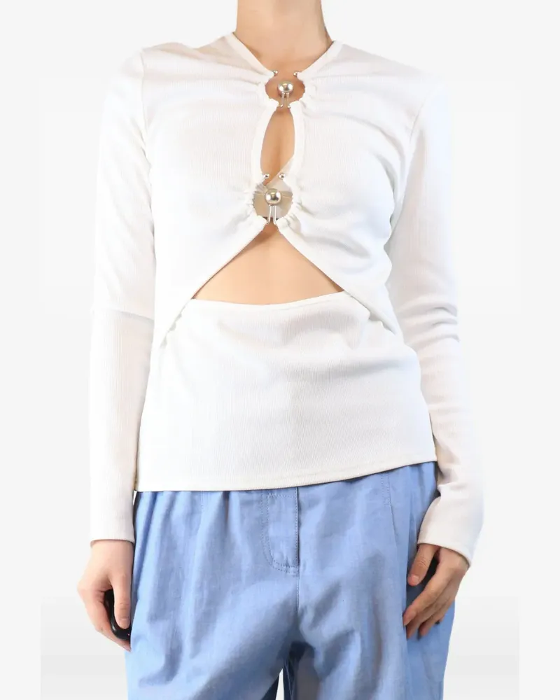 Christopher Esber cutout ribbed-knit top - Weiß Weiß