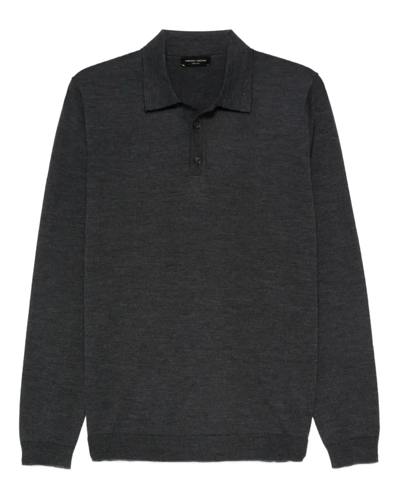 Roberto Collina Langärmeliges Poloshirt - Grau Grau