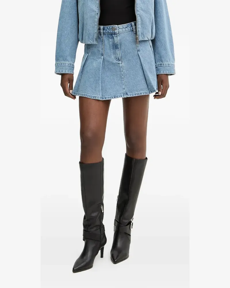 Michael Kors pleated mini denim skirt - Blau Blau