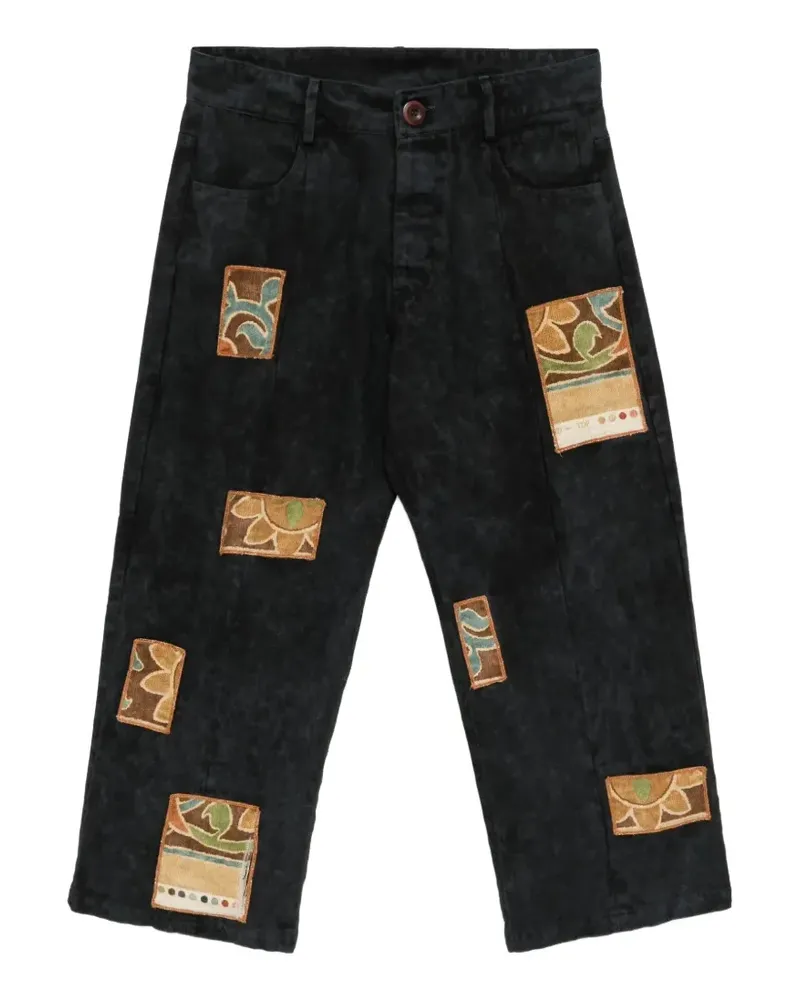 Stain Shade patchwork acid-wash jeans - Schwarz Schwarz