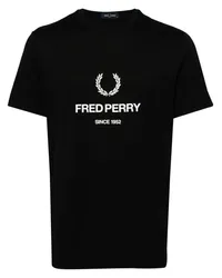 Fred Perry T-Shirt mit Logo-Print Schwarz