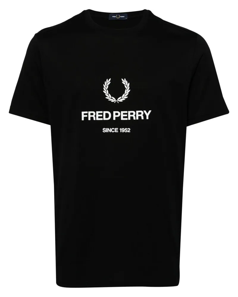 Fred Perry T-Shirt mit Logo-Print Schwarz