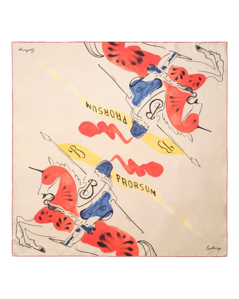 Burberry Seidenschal mit Ritteremblem - Nude Nude