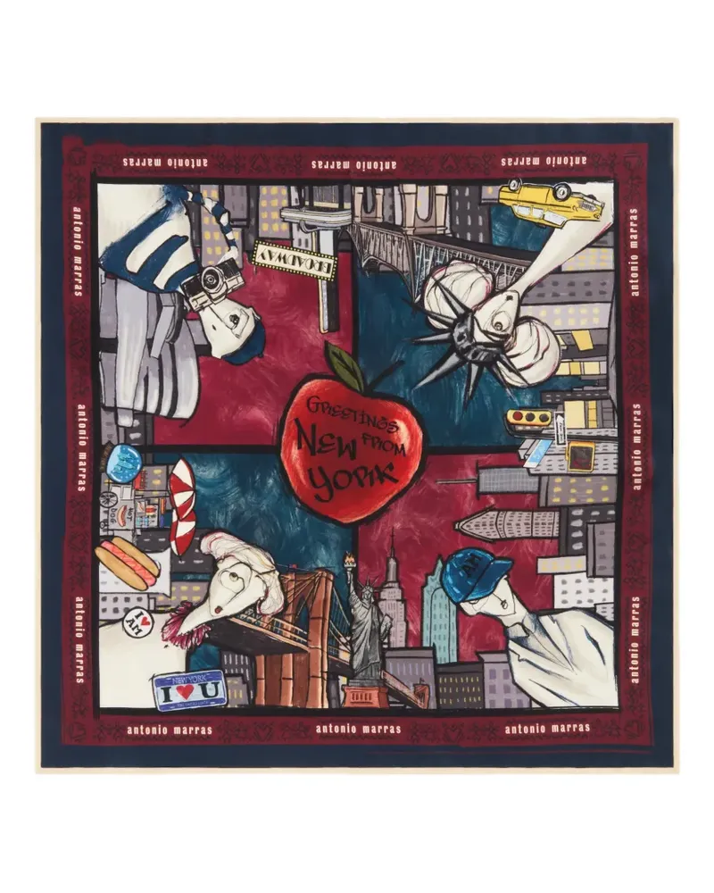 Antonio Marras Seidenschal mit New York-Print - Rot Rot