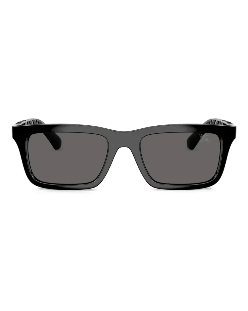 Burberry Eckige Sonnenbrille mit Check - Schwarz Schwarz