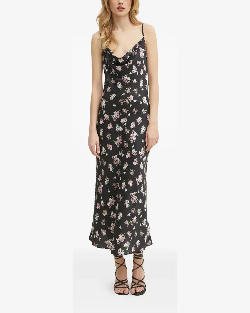 Guess Maxikleid mit Blumen-Print - Schwarz Schwarz