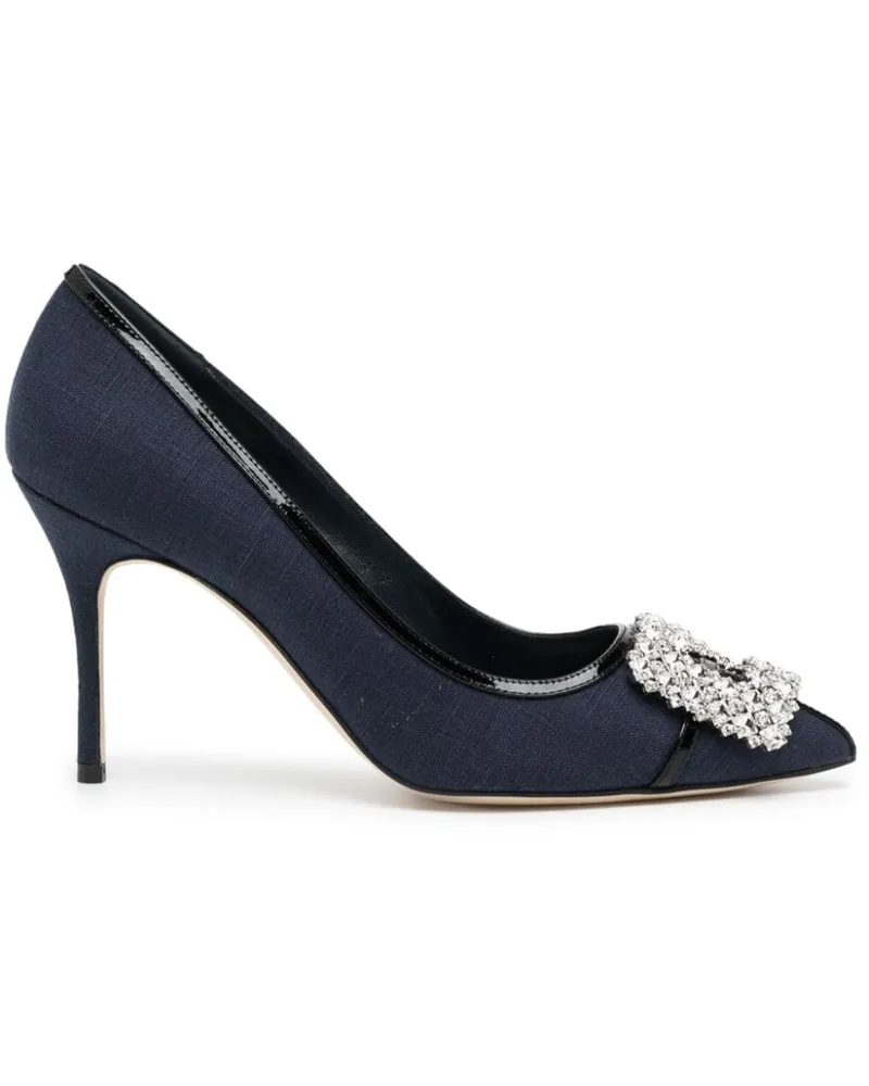 Manolo Blahnik Hangisi Pumps mit Kristallen 80mm - Blau Blau