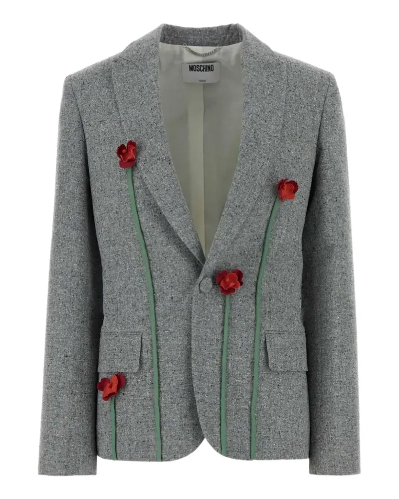 Moschino floral-appliqué melange blazer - Grau Grau