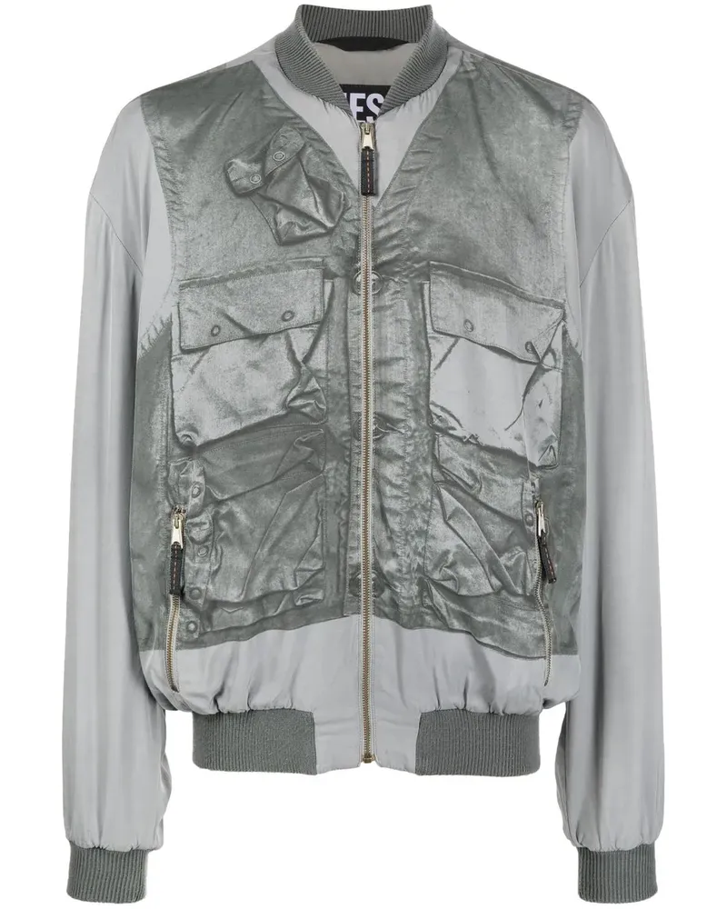 Diesel Bomberjacke mit Westen-Print - Grau Grau