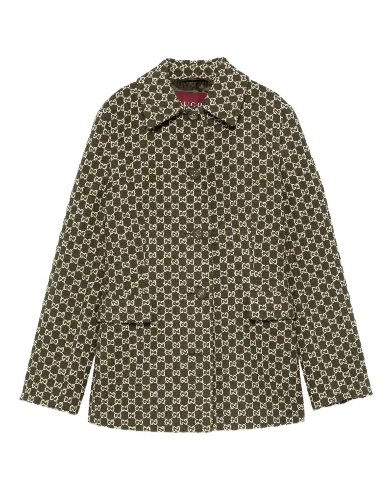 Gucci Einreihige Tweed-Jacke - Grün Grün