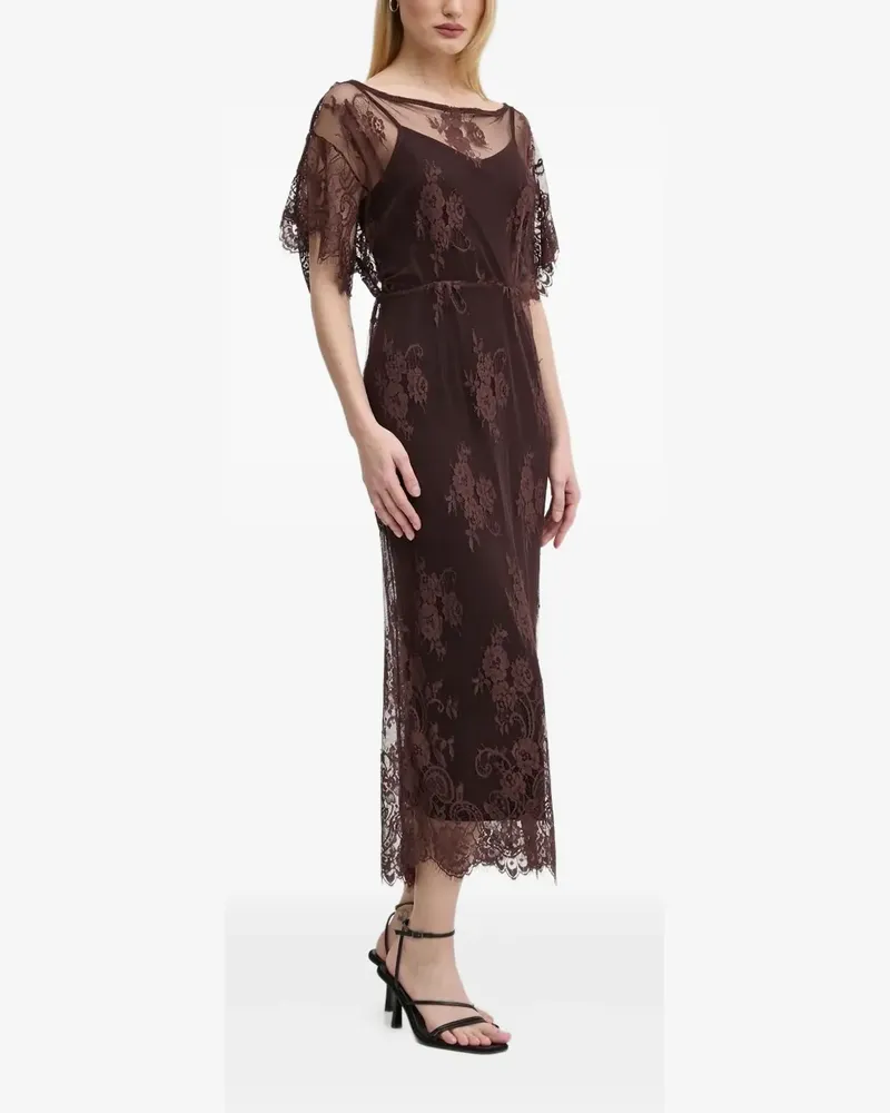Never Fully Dressed Maxikleid aus Blumenspitze - Braun Braun