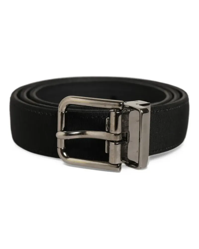 Dolce & Gabbana grosgrain-trim leather belt - Schwarz Schwarz