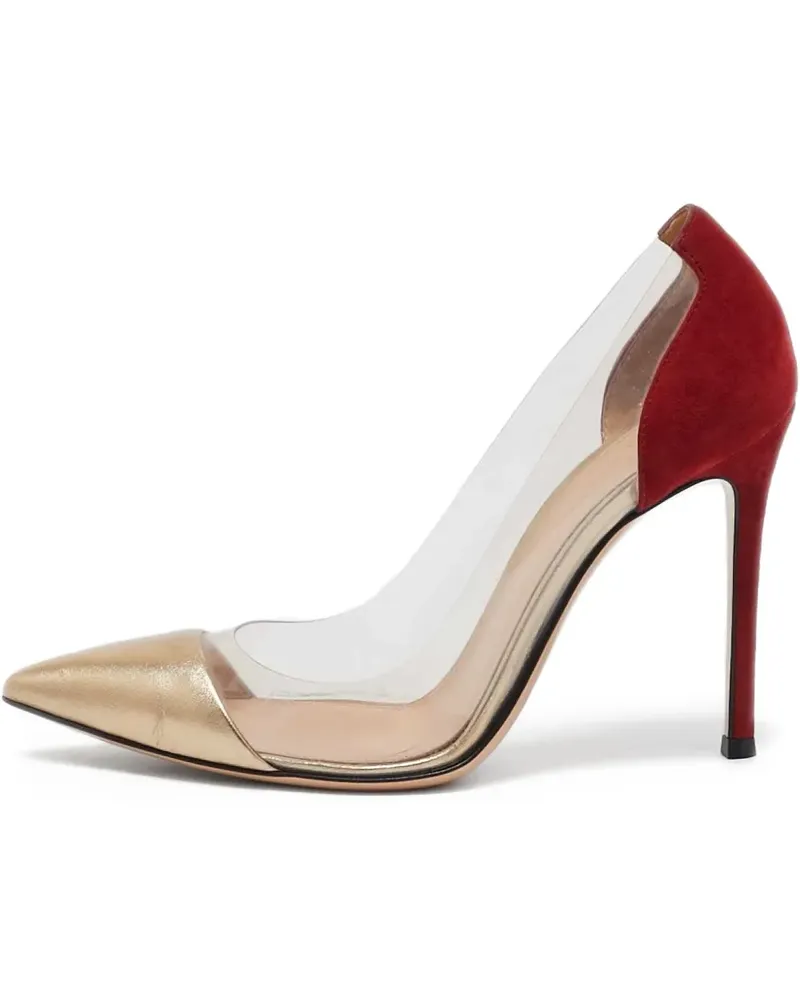 Gianvito Rossi Pre-owned Plexi Wildleder-Pumps mit transparentem Einsatz 100mm - Nude Nude