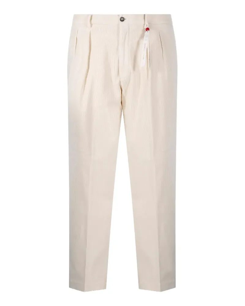 Biagio Santaniello pleated corduroy straight-leg trousers - Weiß Weiß