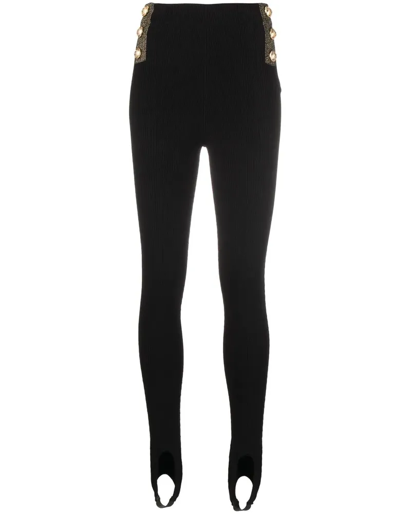 Balmain Leggings mit Zierknöpfen - Schwarz Schwarz